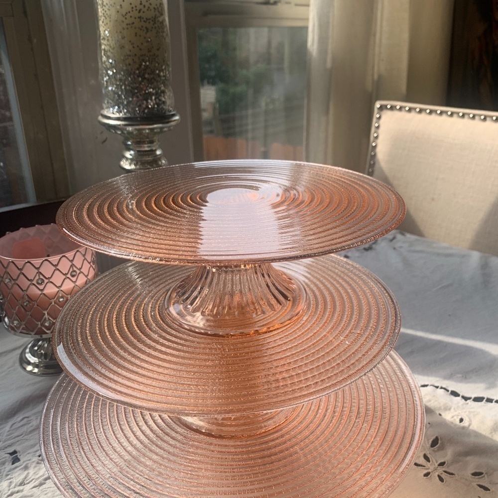 Laura Glass Pedestal Stand 3 Pieces 9”,10”,12”, 10” high